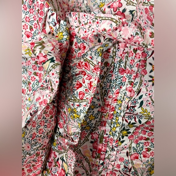 Talbots 100% Cotton Pintuck Ruffle Top Button Front Floral Spring Blouse - Picture 5 of 10